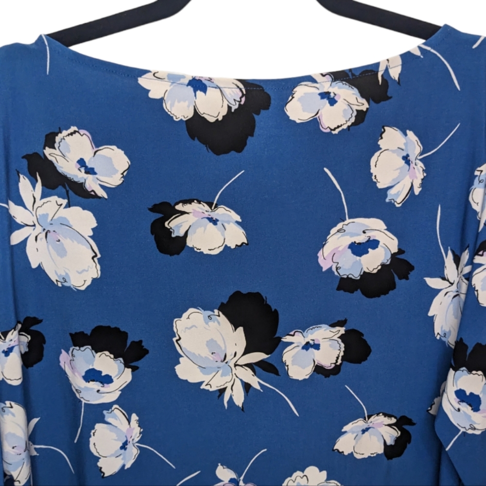 Roz & Ali Floral Bell Sleeve Blouse L 🌸💙 - Picture 8 of 10